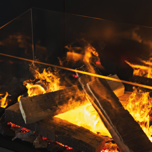 Con il fuoco elettrico eSENSE, le fiamme del vapore acqueo sono illuminate da LED.