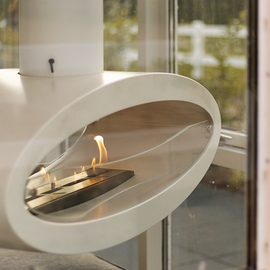 Caminetto ellittico a bioetanolo Ellipse Ceiling in bianco di Decoflame