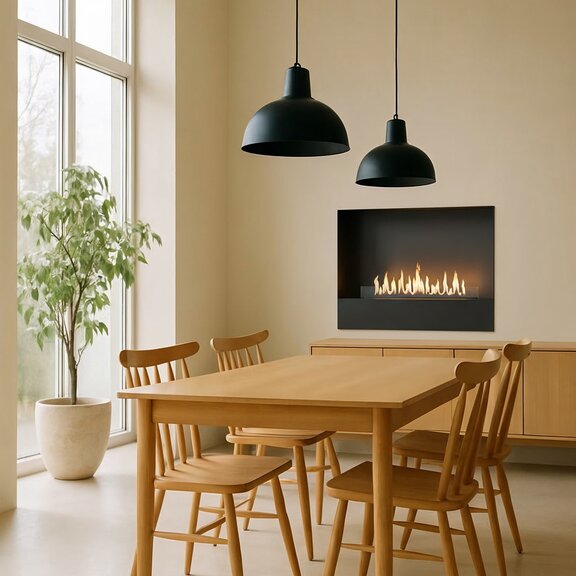 Caminetti a bioetanolo Milan integrato con cornice nera